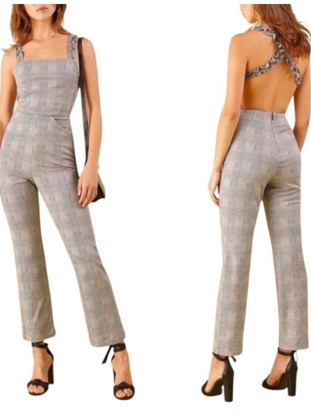 Reformation Oakland Plaid Jumpsuit